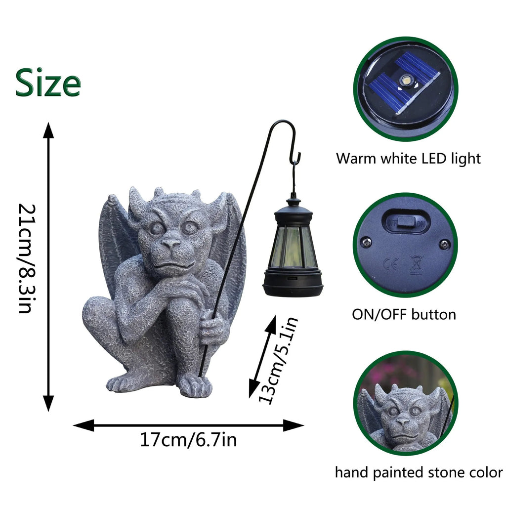Solar garden light stone statue ghost resin ornament 17cm x 13cm x 21cm American style