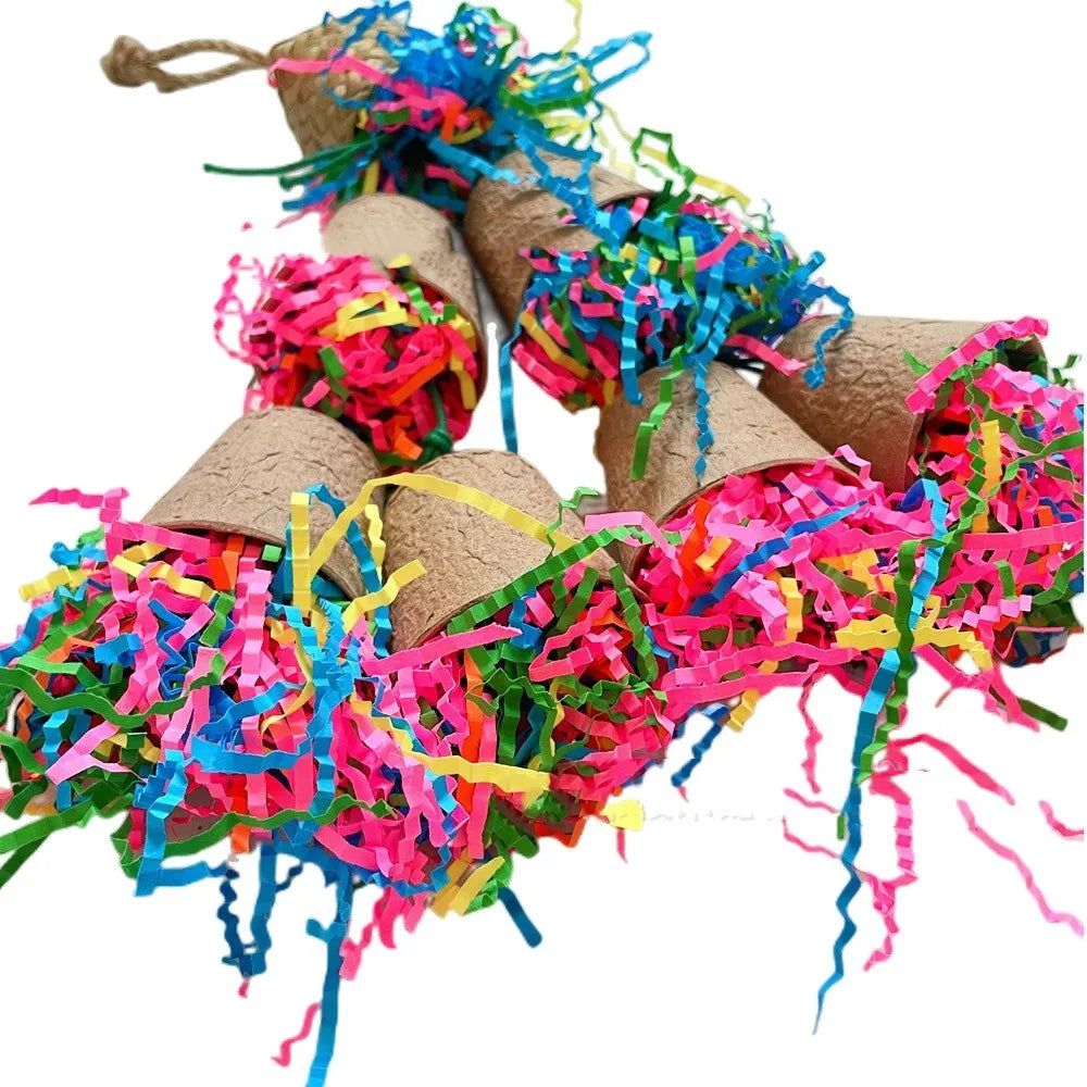 Parrot paper cup palm weaving gnawing toy hanging in bird cage