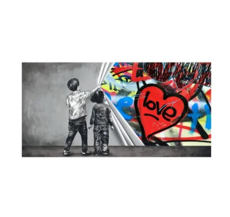 Children's graffiti abstract canvas print frameless wall art in modern style for kids room