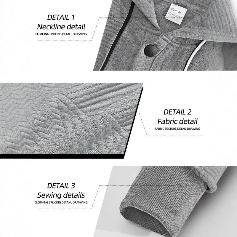 Men's hooded pullover sweater long sleeve loose fit polyester in six colours sizes S to XXXL