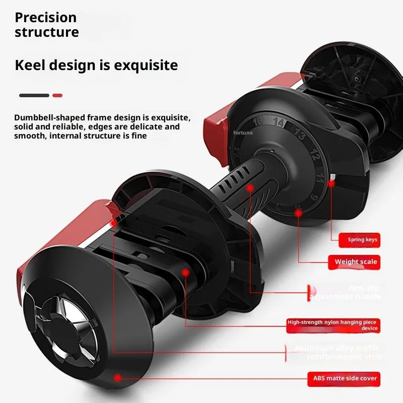 Adjustable household dumbbell with automatic fast weight adjustment, 18KG or 40LB, silicon steel sheet enhanced nylon ABS