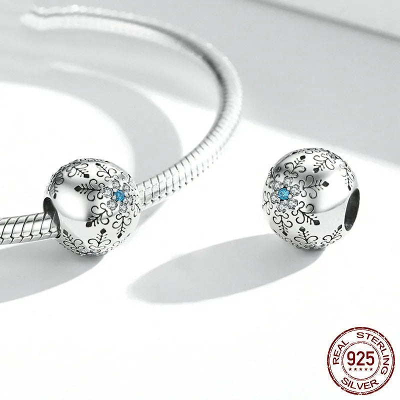 Snowflake DIY bead in 925 silver, scattered bead type, colour BSC513, for bracelet stringing