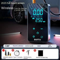 ST-9616C wireless portable tyre inflator pump with LCD screen on black ABS body