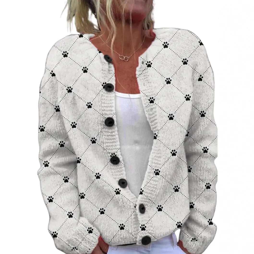 Women's 3D digital printing cardigan coat in loose fit with stereo pattern and long sleeves