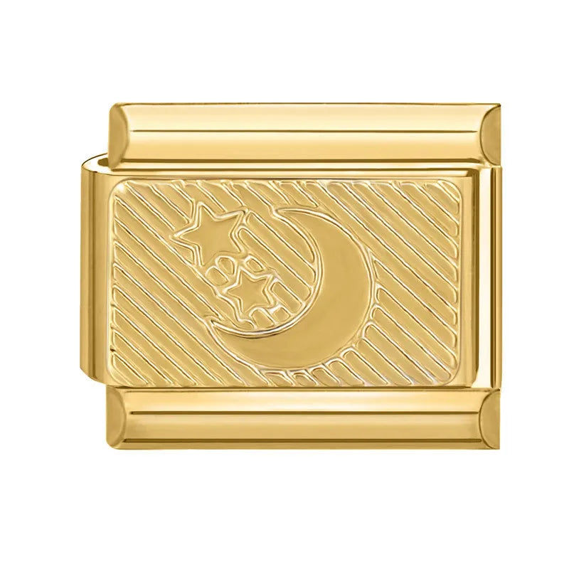 DIY light luxury creative Italian bracelet accessory pendant stainless steel 1x0.9cm drip oil finish gold background