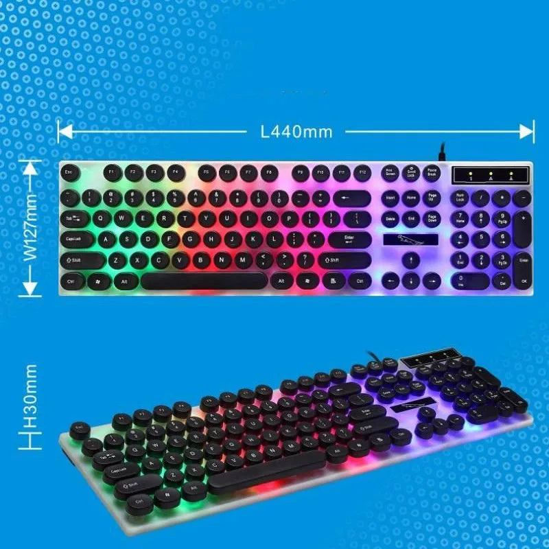 White waterproof mechanical gaming keyboard with glass panel keycaps and RGB backlight illumination