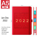 A5 imitation leather notebook with French fold binding and 100gsm paper, shown in a choice of eight cover colours