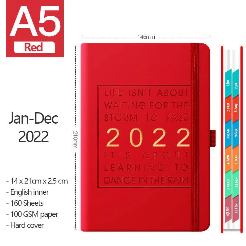 A5 imitation leather notebook with French fold binding and 100gsm paper, shown in a choice of eight cover colours