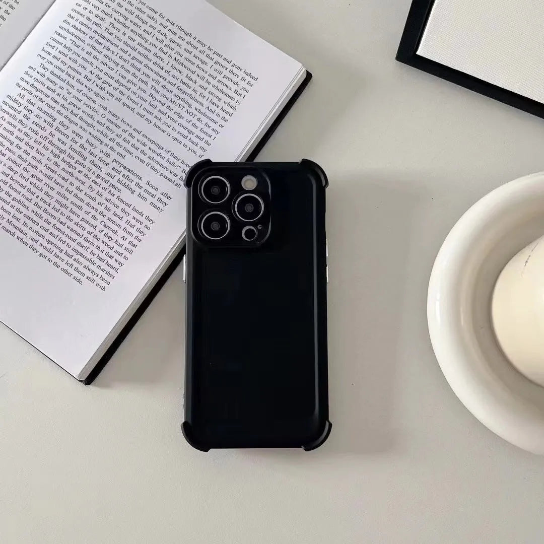 Fashion simple drop-resistant soft rubber phone case for iPhone in black colour