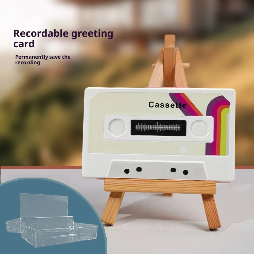 Sound recording greeting card with voice message, coated paper, 10x6x1.5 cm, for birthday or Valentine's Day