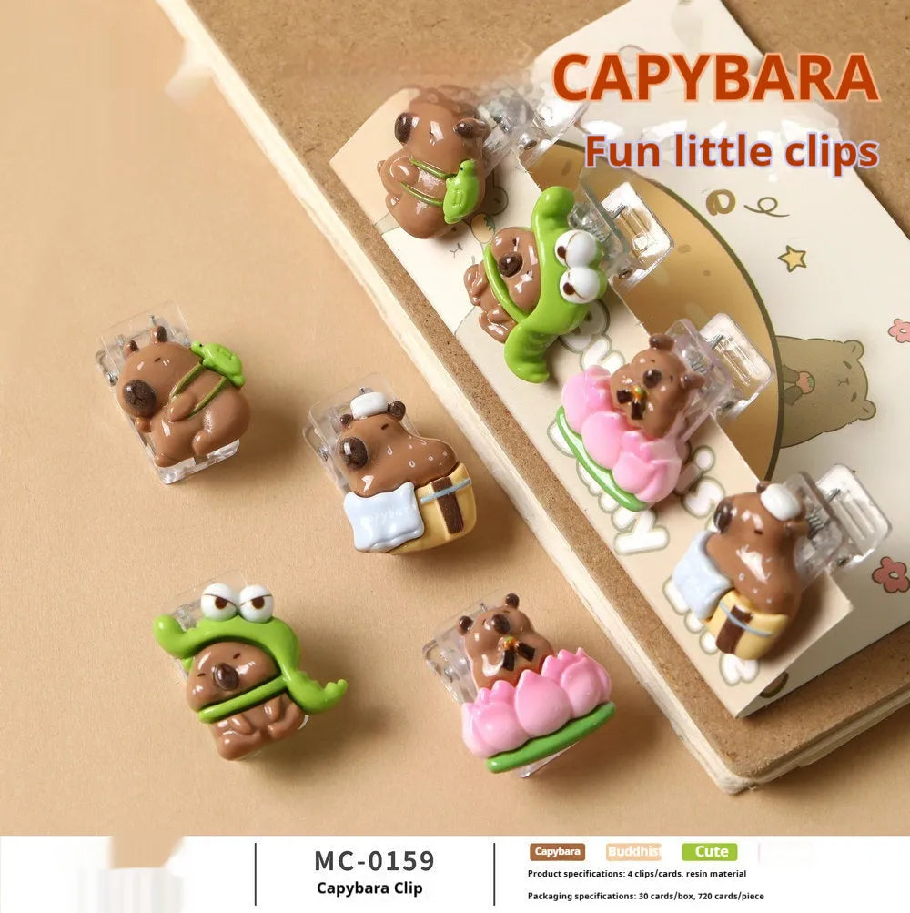 Set of 4 khaki cartoon fashion plastic barrettes, Capabala Clip Suit portable hair clips for women and girls