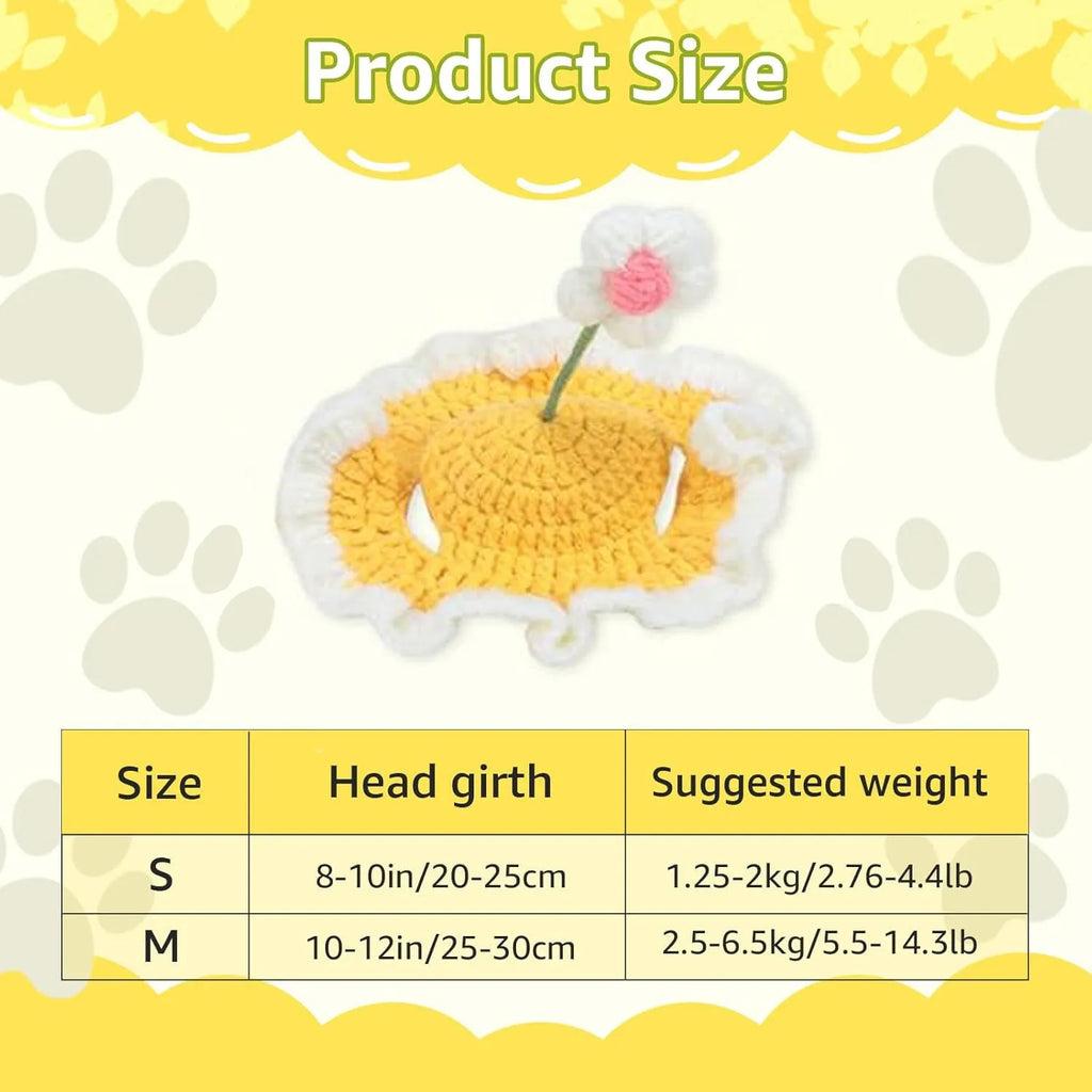 Green pink yellow knitted cat dog hat with cartoon design for parties