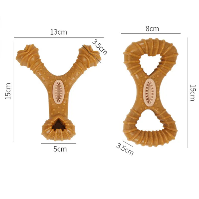 Durable rubber dog chew toy bone for teeth cleaning in 8 shape and Y shape designs