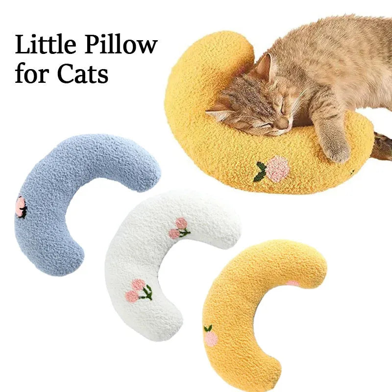 Small U-shaped cat pillow in faux fur, 26x18cm, half-donut pet bed for cats and small dogs up to 10lbs