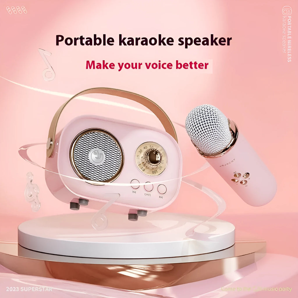 Portable Bluetooth audio speaker and wireless microphone in white with single microphone