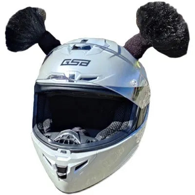 Pair of 8cm tall braid decorations with adhesive backing for motorcycle helmet customisation