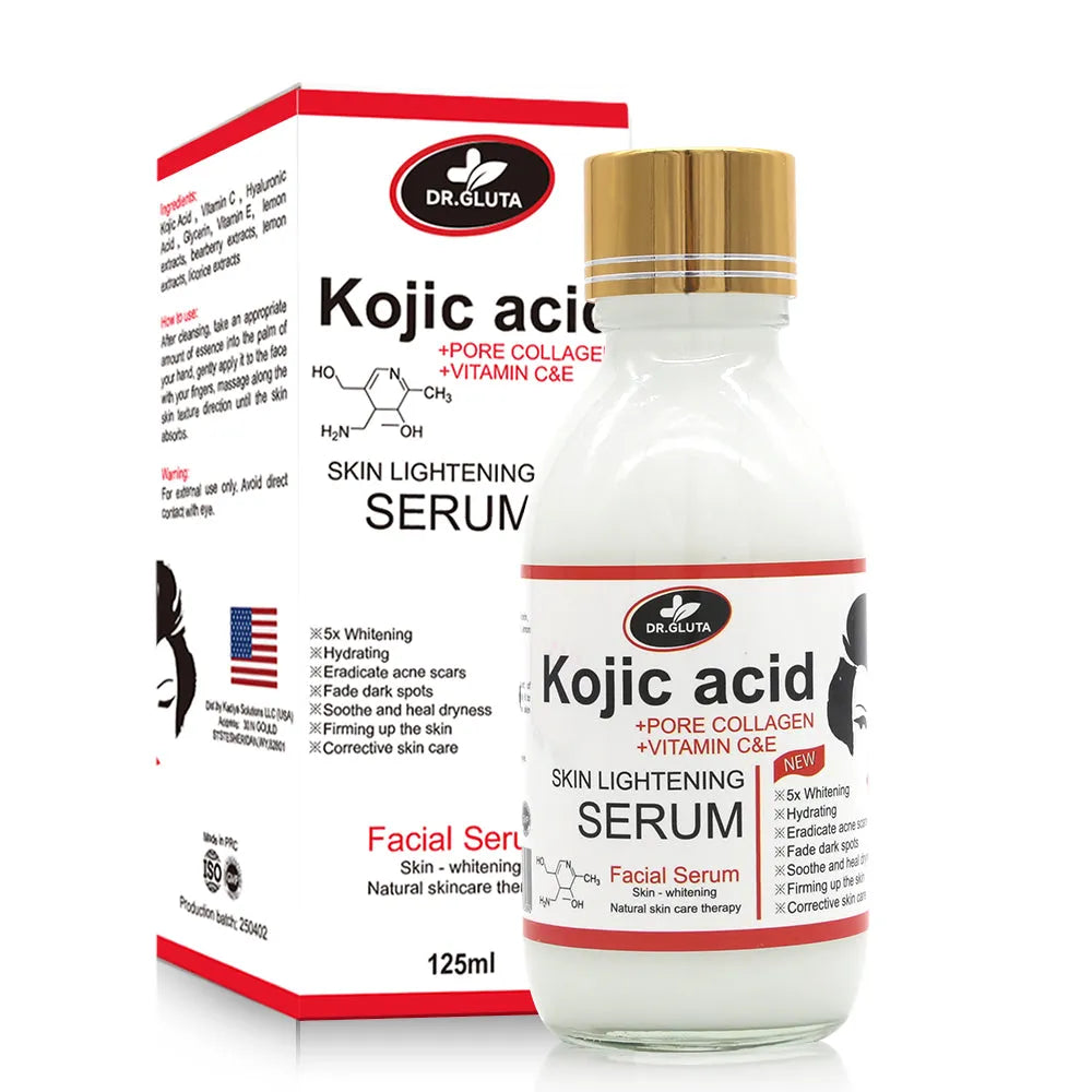 125ml kojic acid serum bottle for uneven skin tone and dull skin, natural skin care face serum