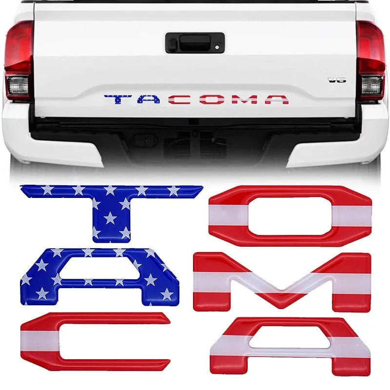 Takuma pickup truck tail box 3D car labeling acrylic sticker, national flag design, 31x4.5x0.5cm