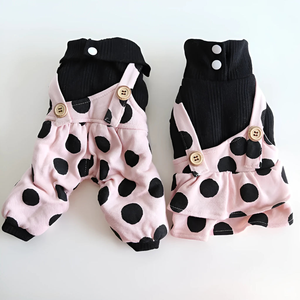 Lapel shoulder strap couple dog clothes in four-legged and skirt styles for small to medium dogs