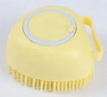 Blue silicone dog bath brush with soft bristles for washing and massage