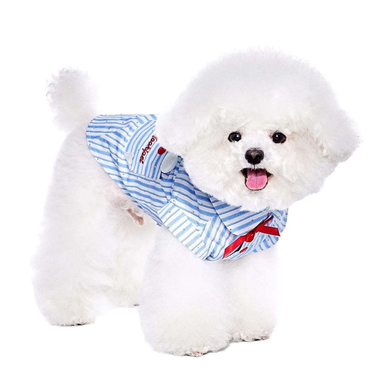 Blue Schnauzer summer thin pet shirt in 55% polyester and 45% cotton, casual unisex dog clothing