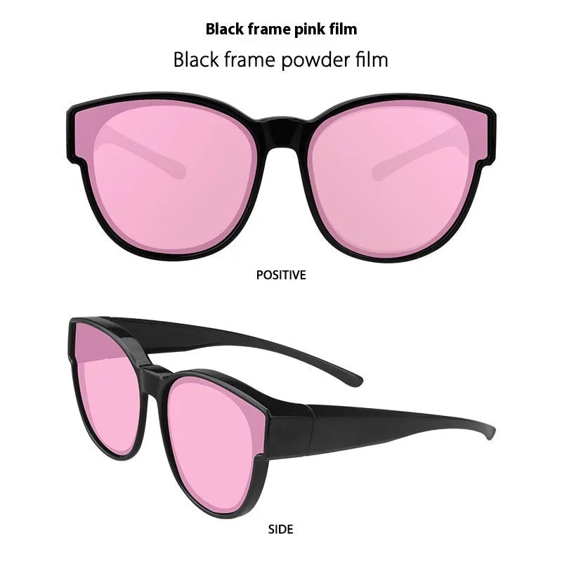 Women's TR90 polarised sunglasses in black frame with blue lenses for outdoor activities