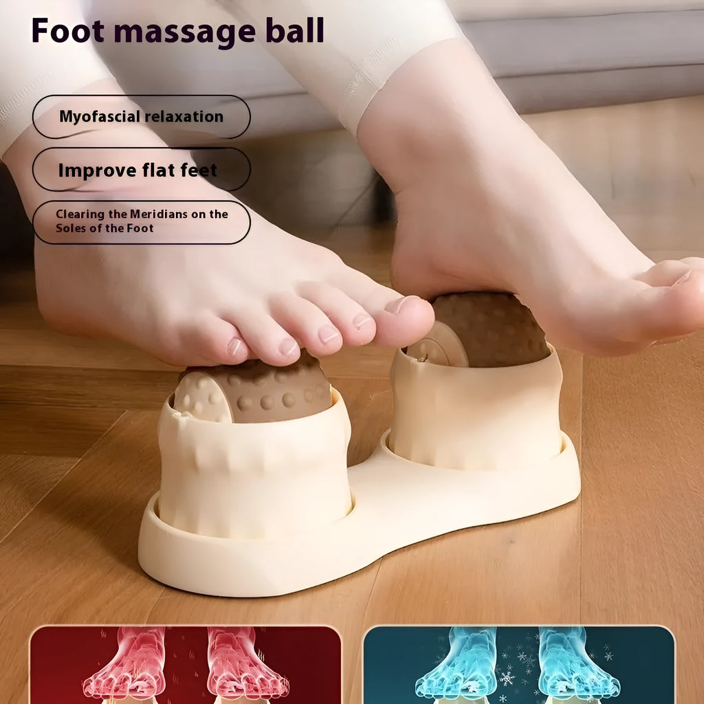 Green and caramel mocha massage balls with base for cold and hot compress muscle therapy