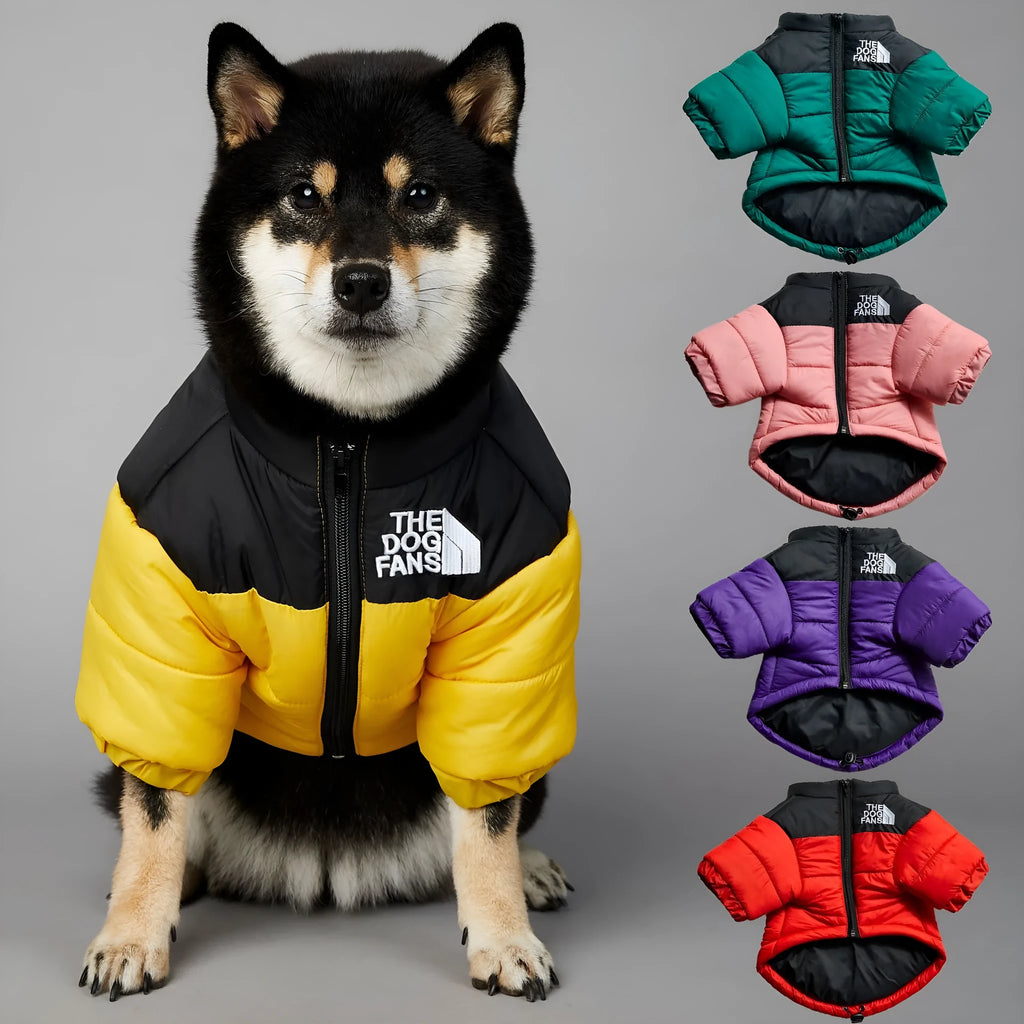 Windproof rainproof dog winter warm cotton-padded coat in polyester, sizes S to 5XL, multiple colours