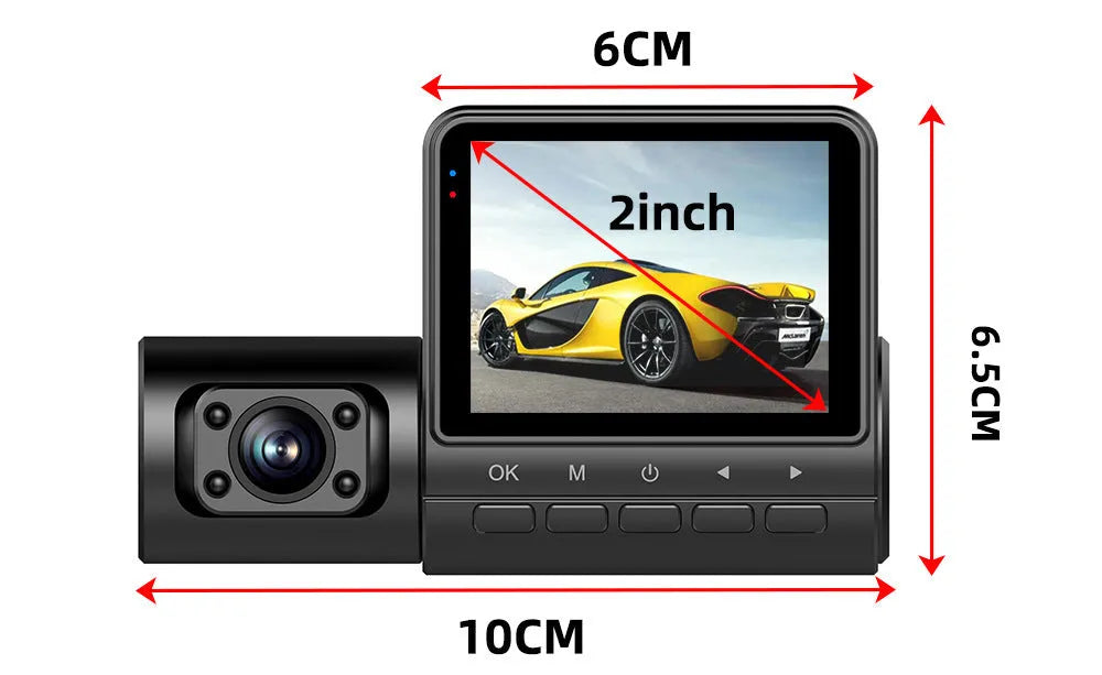 Black car recorder with touch screen for 1080P high-definition video recording