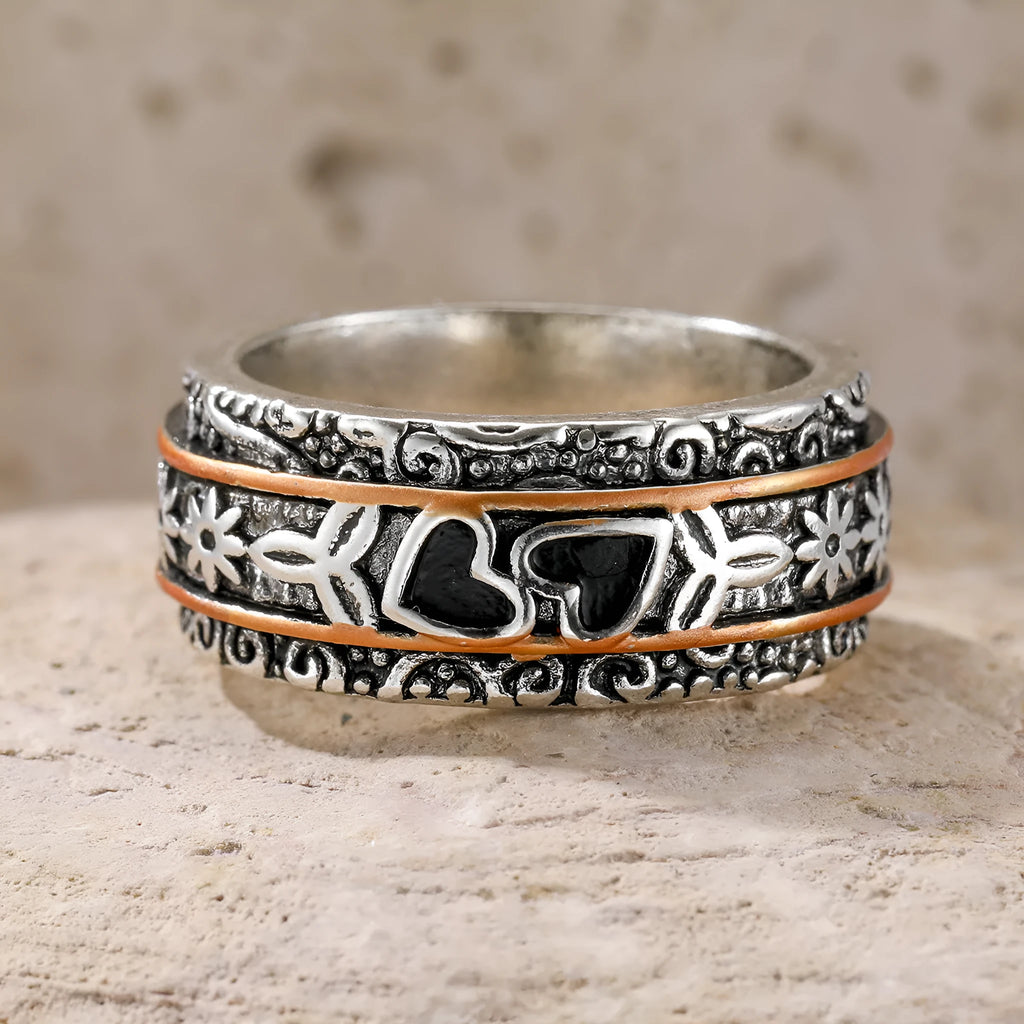 Silver wide noodle ring for women, zinc alloy electroplated band, sizes 6 to 10