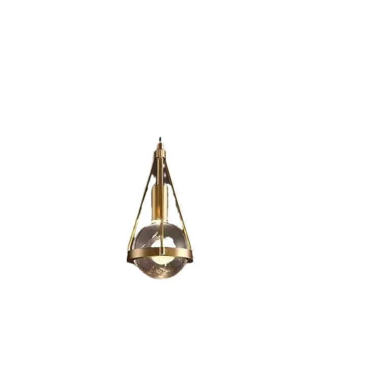 Modern copper and crystal chandelier light fixture for bedroom or commercial use.