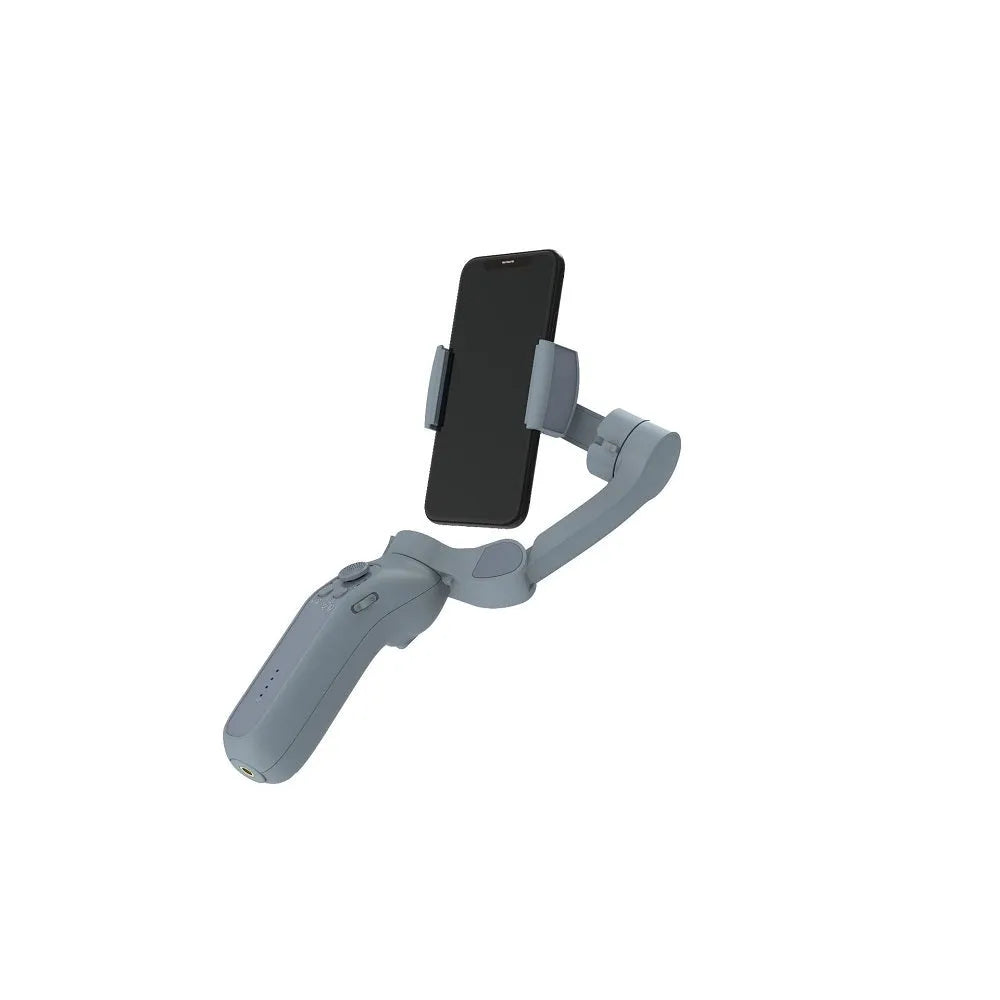 L7B PRO folding three-axis mobile phone gimbal stabiliser shown both unfolded and in compact folded position