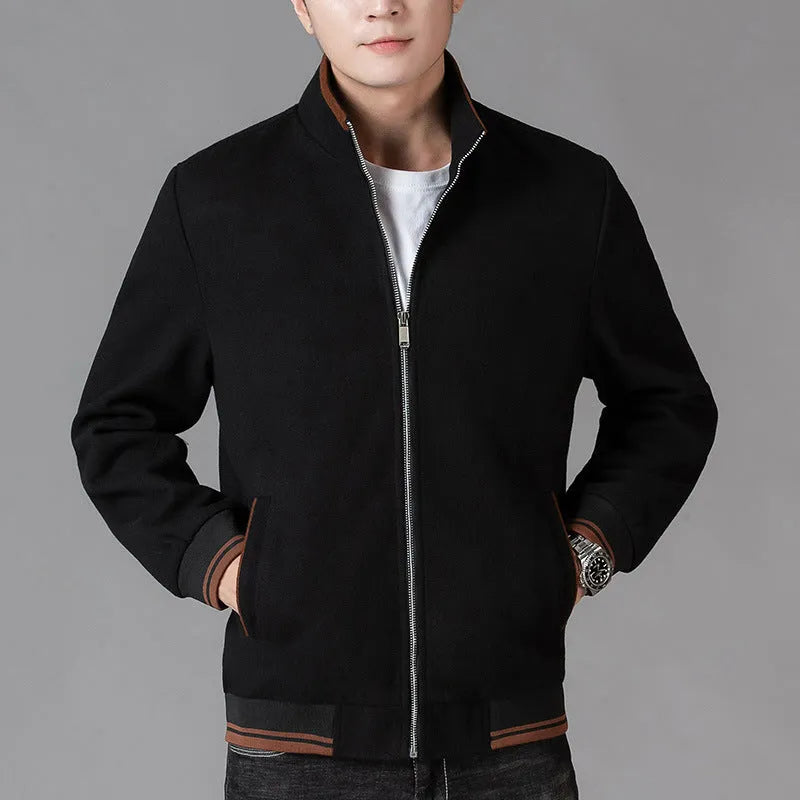 Men's grey sports-style fleece coat with long sleeves and a stick pocket