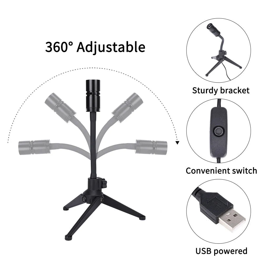 Adjustable Earth and Moon projection lamp with USB cable on a rotating hose bracket.