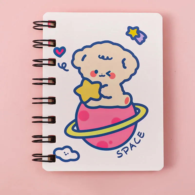 Astronaut series pocket flipper notebook in A6 size, showing one of the four illustrated cover options.