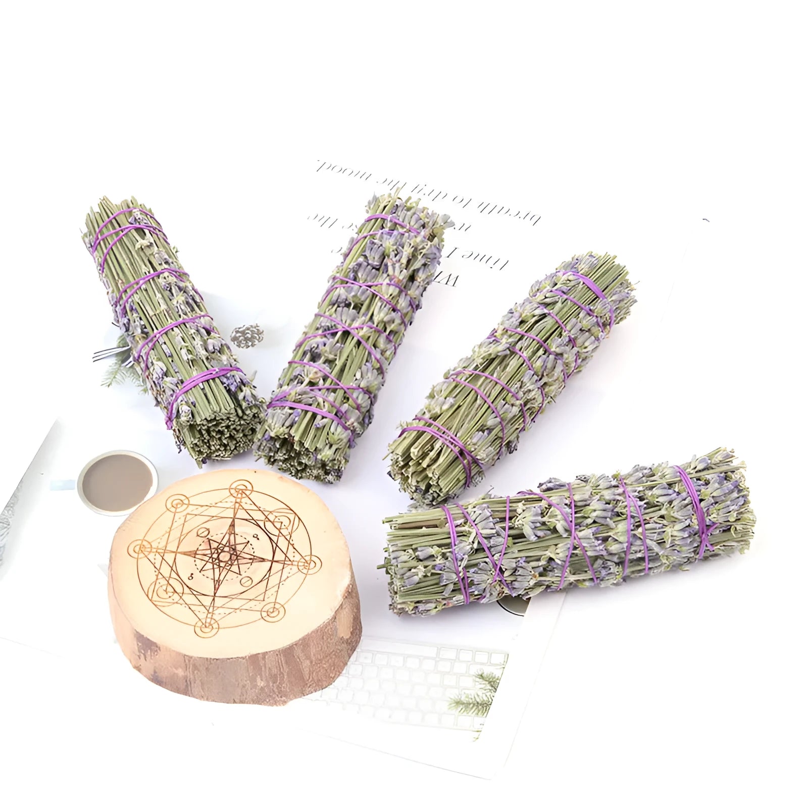 Natural lavender aromatherapy dried flower stick measuring 4 inches for botanical air freshening