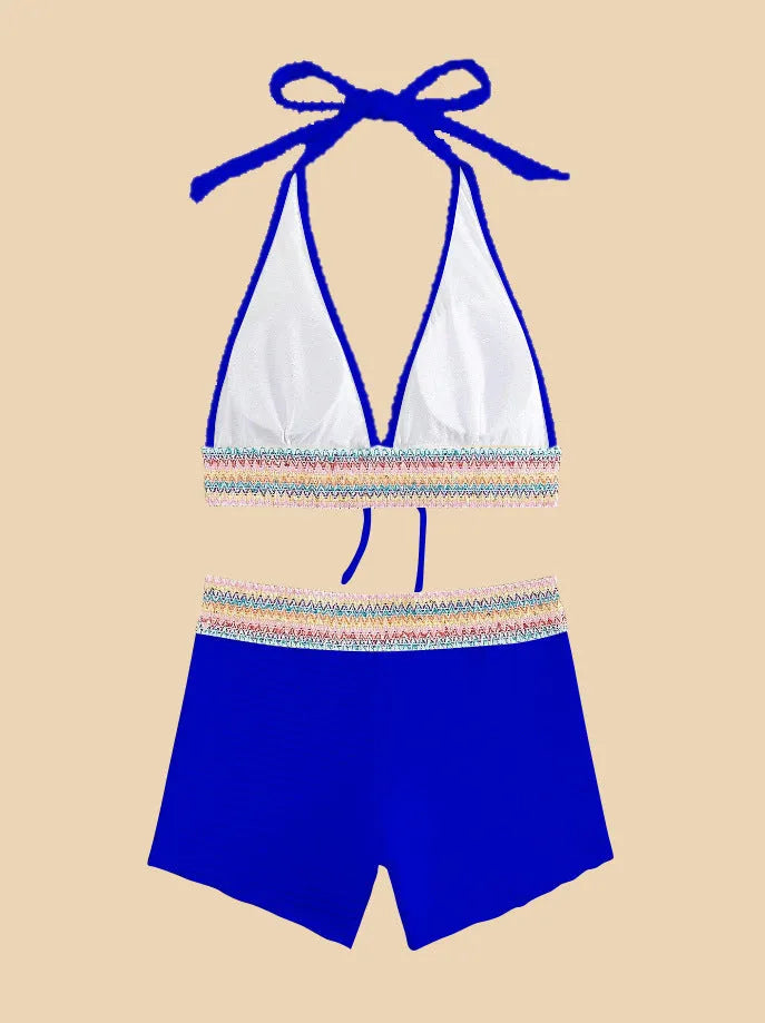 Women's high waist bikini suit in a choice of six colours with striped or solid patterns
