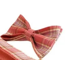 Plaid pattern dog collar and matching leash set with band and bow vest components