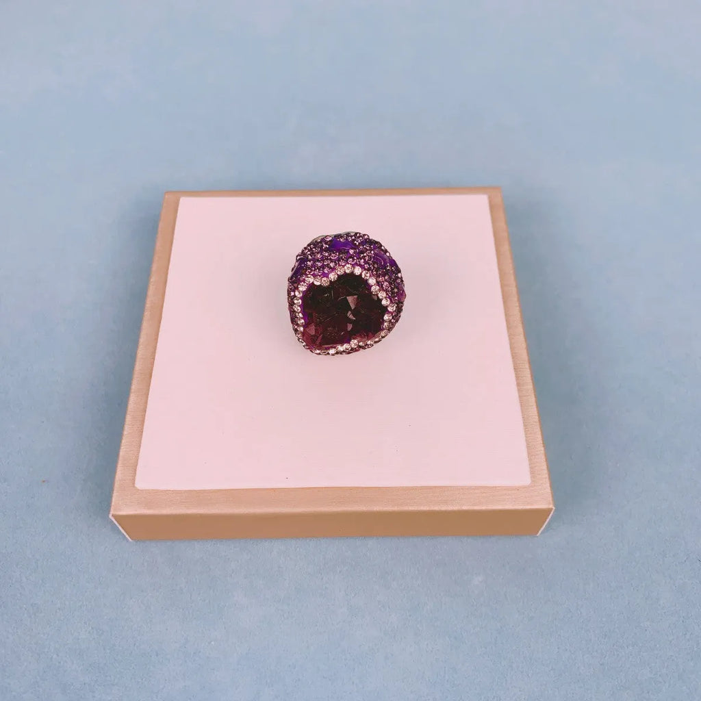 Natural Uruguay Amethyst Open Adjustable Ring Advanced Style Amethyst Colour