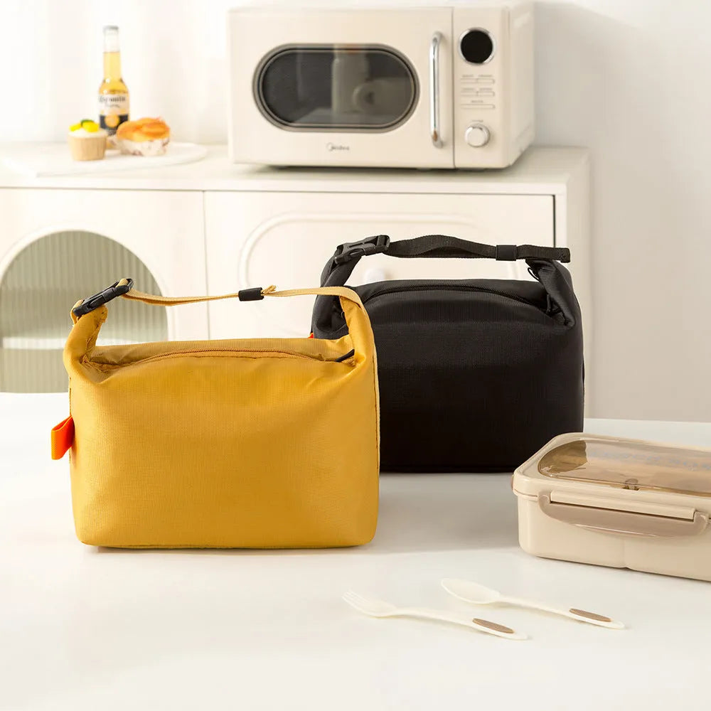 Japanese style insulated storage bag in oxford cloth, shown in army green colour.