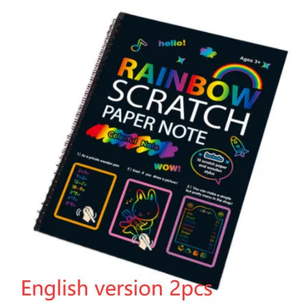 Children's large scratch art paper sheets 26x19cm with colourful puzzle designs for DIY scraping painting