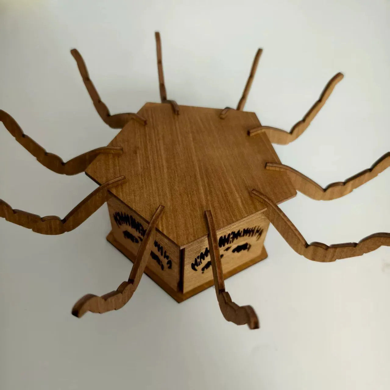 Wooden ghost Halloween spider lantern candlestick decoration measuring 21cm tall