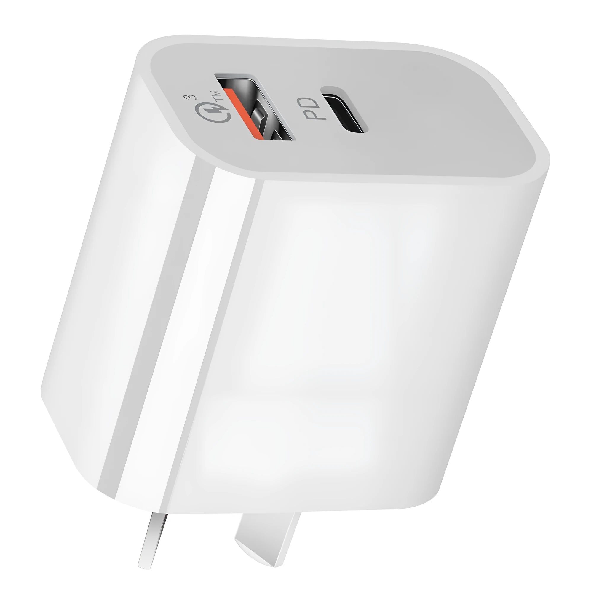 White Australian SAA dual port USB wall charger with AU plug