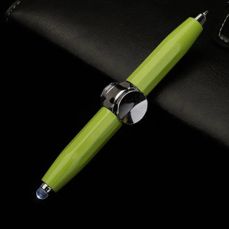 Metal gyro ballpoint pen with spinning mechanism and coloured ink refill options