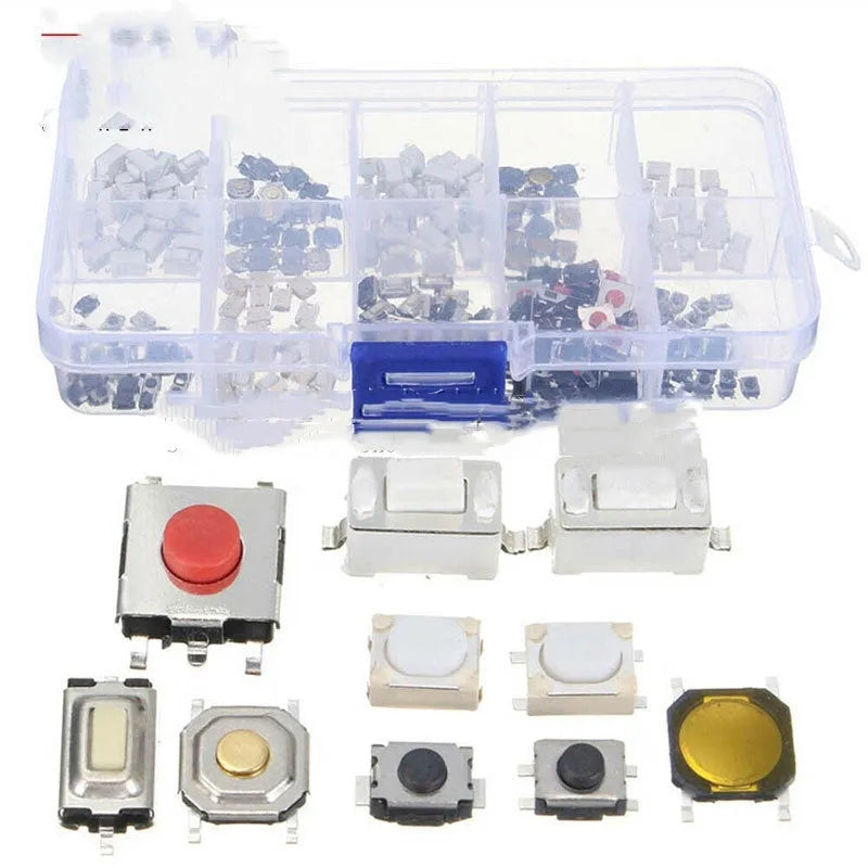 250 piece set of SMT surface mount car patch button touch switches in box packaging