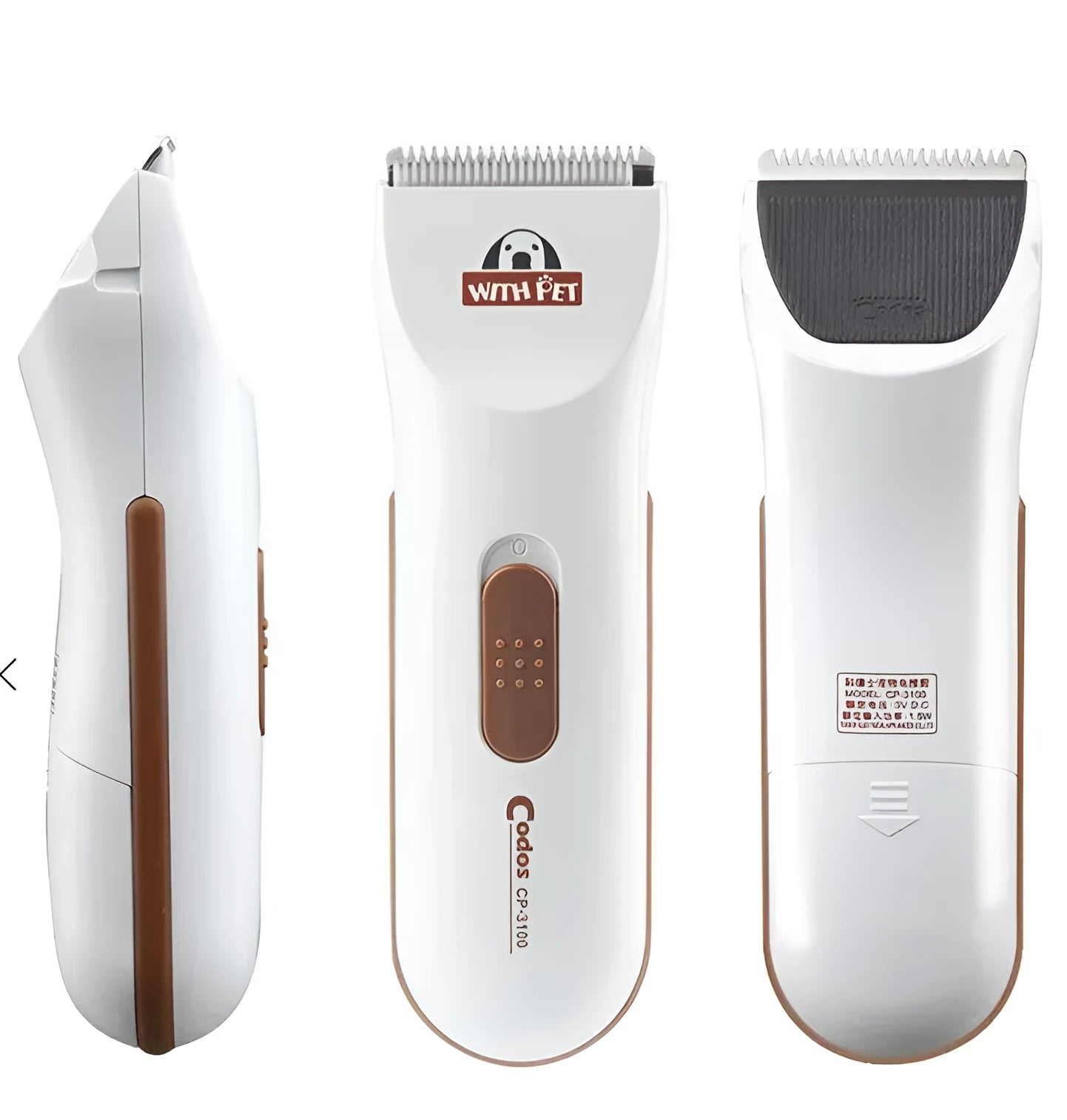 White pet grooming clippers with ceramic blades for dogs and cats