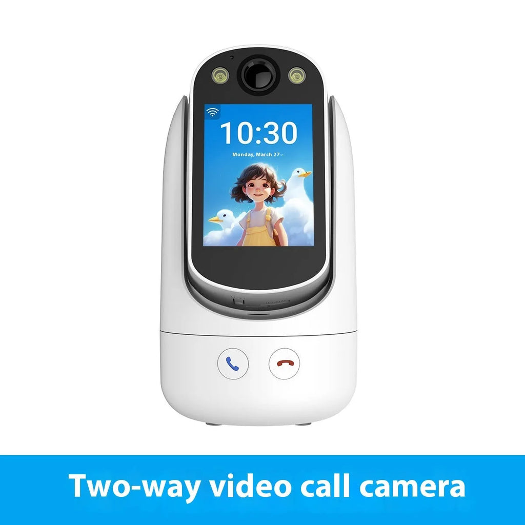 C20 white surveillance camera with 2.8-inch IPS screen, 1080p HD resolution, wide-angle lens, and night vision