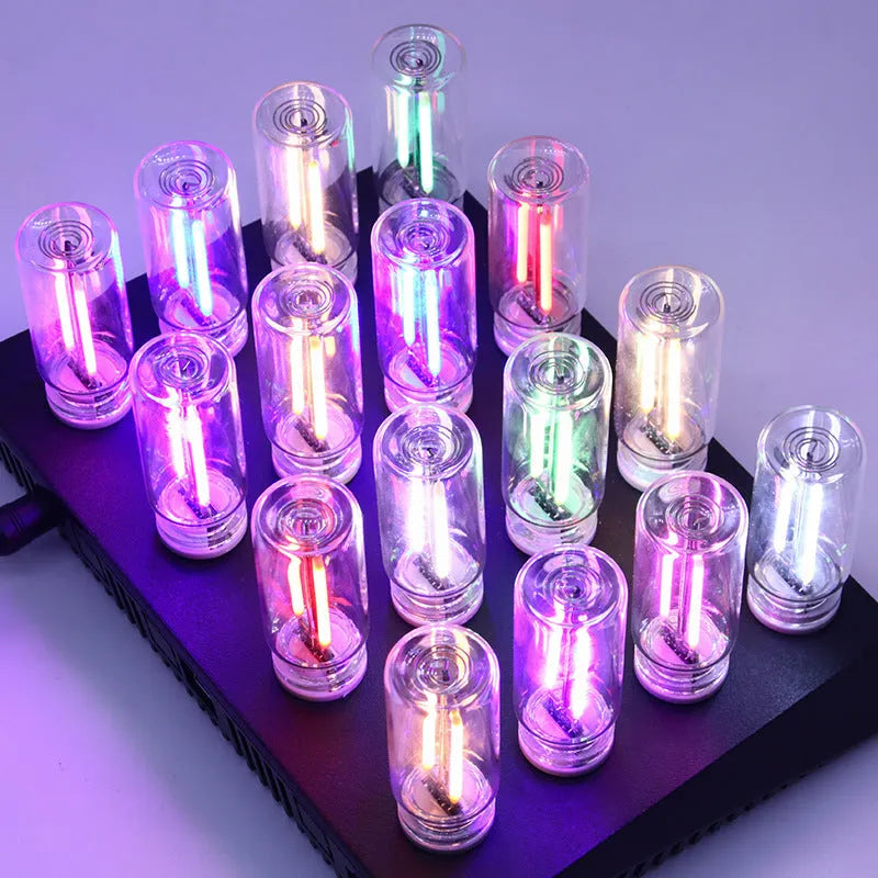 RX9001 transparent glass USB touch night lamp showing compact 22x64mm dimensions
