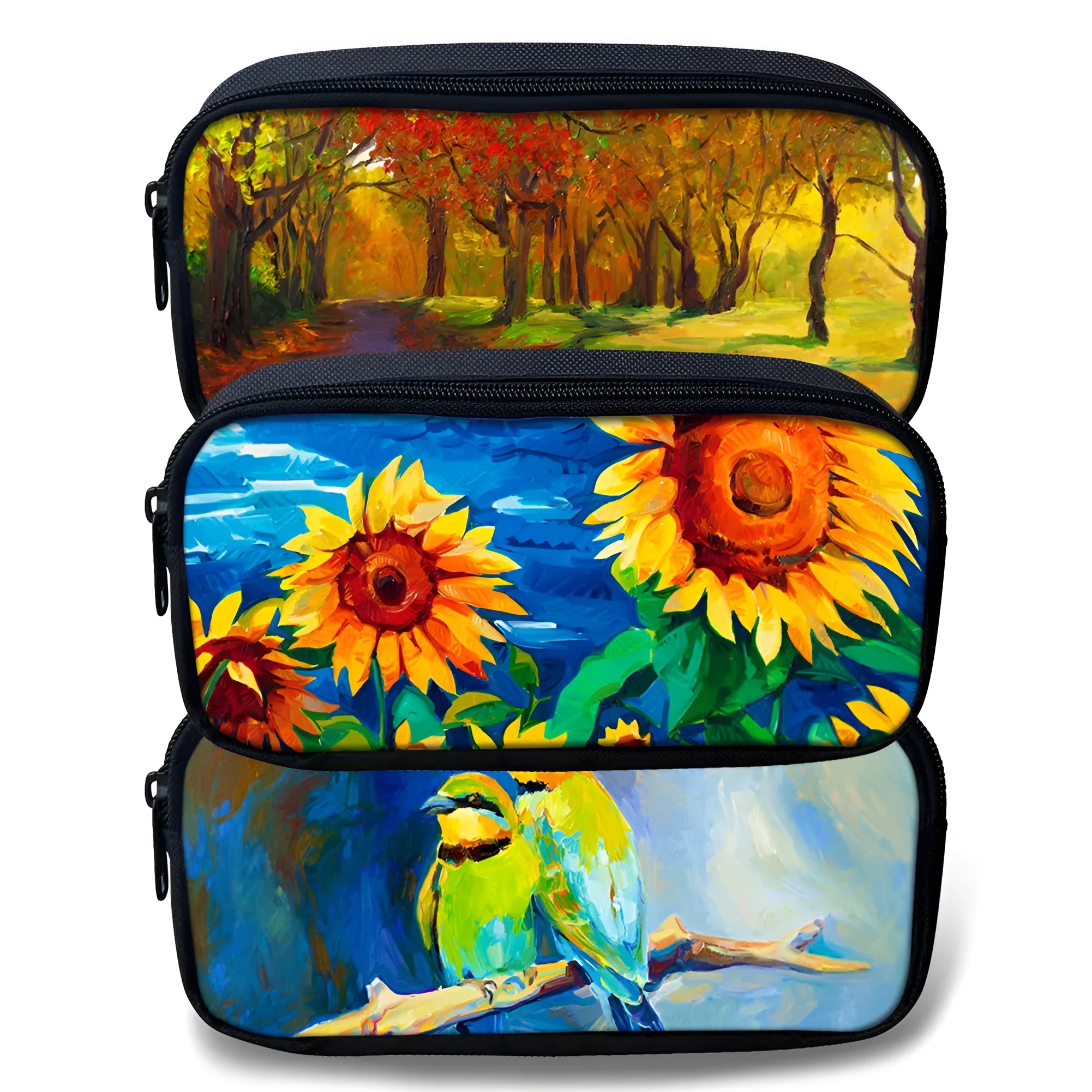 Customised pattern polyester pencil case with zipper, 10x21x4cm, in default style
