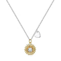 925 silver sunflower and daisy pendant necklace with an adjustable cross chain, shown at 21-50cm length.